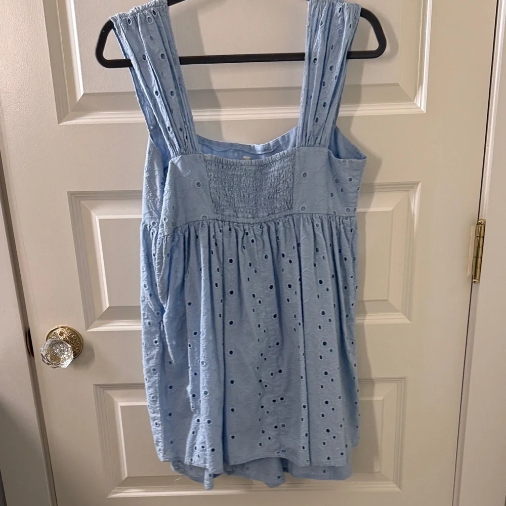 Urban Outfitters- Light Blue Eyelet Babydoll Romper - Picture 3 of 4